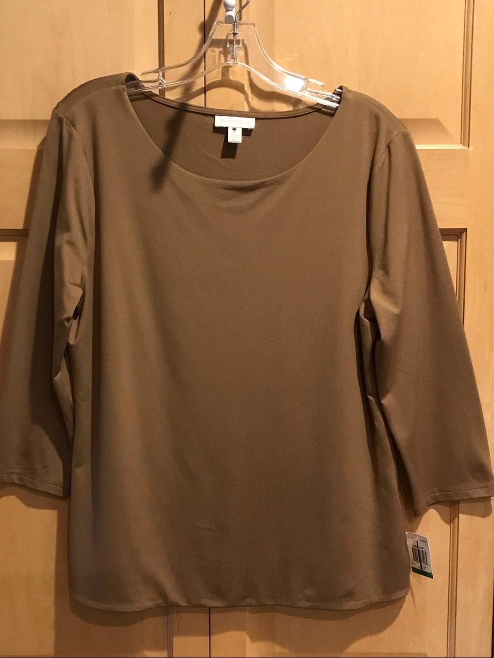 New Charter Club Brown Scoop Neck 3/4 Sleeve Top